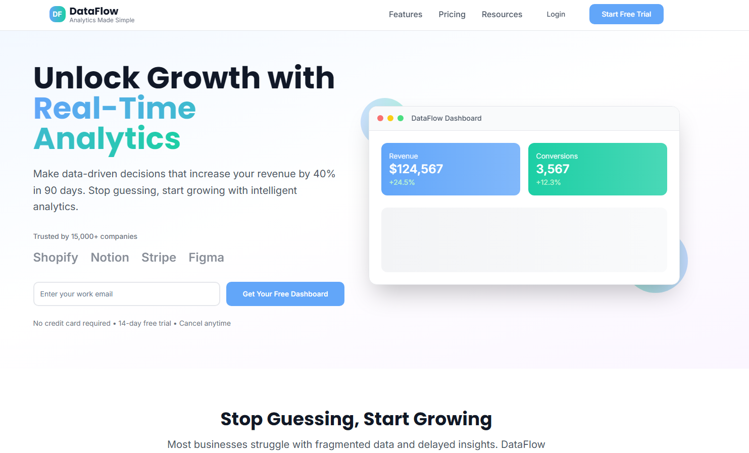 DataFlow-Landing SaaS Analytics